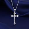 1pcs White Gold Necklace Ladies Cold Wind Set Glass Diamond Cross Copper Alloy