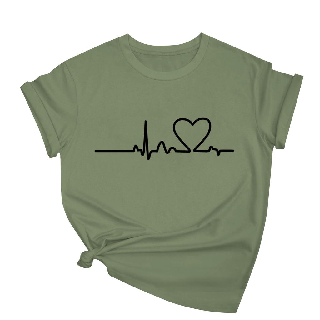 Женская повседневная свободная футболка с принтом ко Дню святого Валентина, круглый вырез, пуловер, топ с короткими рукавами