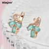 SIMJOO Fashion Rose Gold Color Earrings and Fruit Green Zircon Earrings