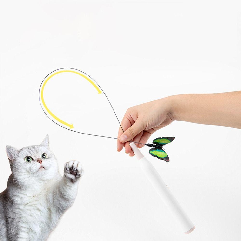 Interactive Toy Cat Teasing Stick Switchable Butterfly Pattern Cat Electric Toy Pet Supplies