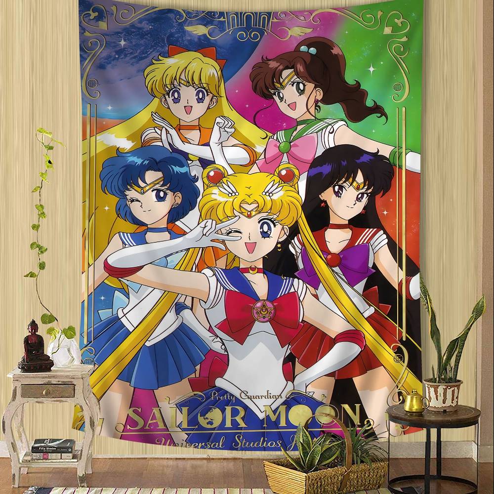 Аниме S-Sailor Прекрасная M-Moon Гобелен Арт-печать Японский настенный гобелен Аниме Настенное панно Домашний декор