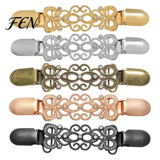 Waist Cincher Clip Vintage Cardigan Sweater with Rhinestone, Hold Together, Retro Accessories for Dress Shawl, Women Clothing Elegant Scarf Holders
