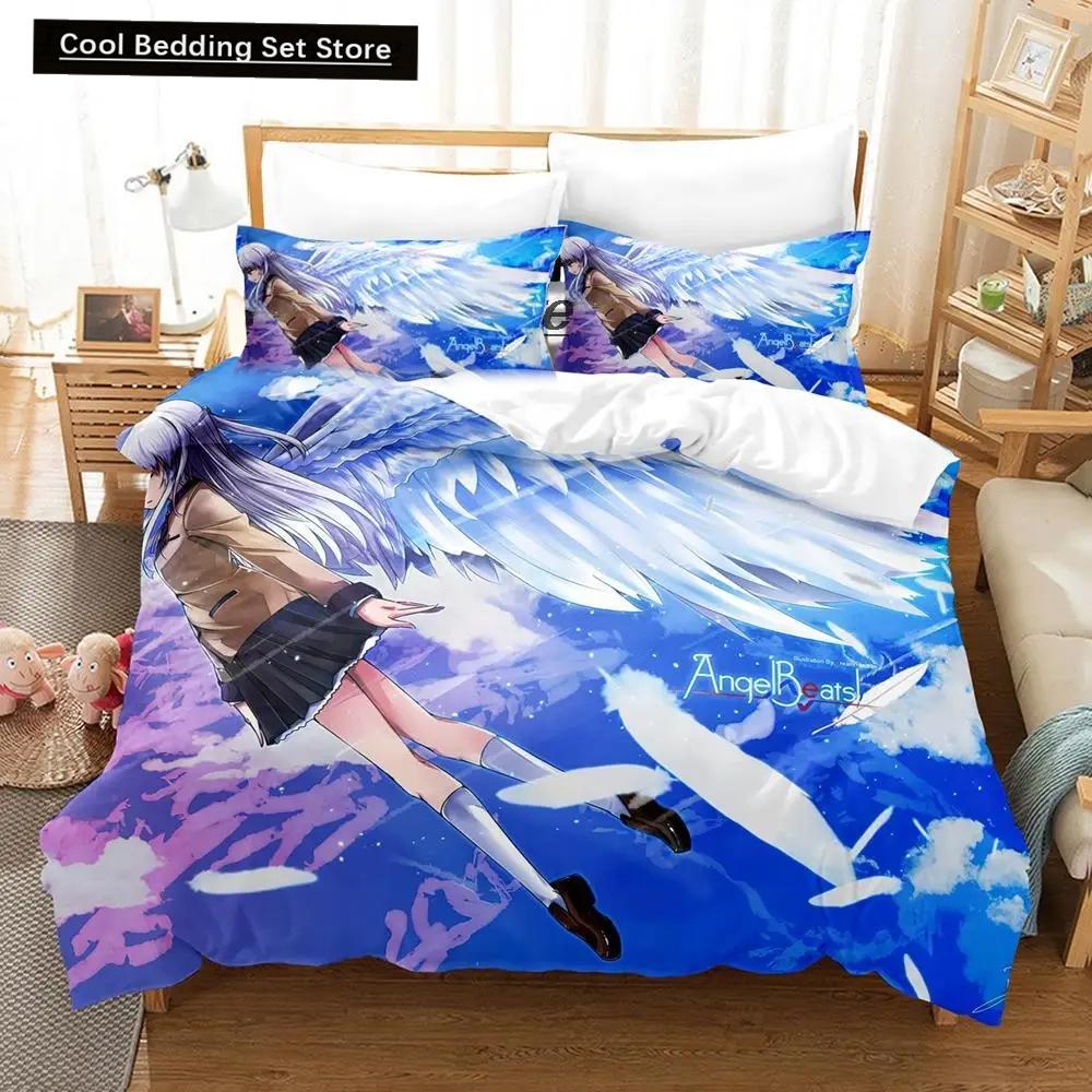 3D Принт Аниме Angel Beats Постельный Комплект Пододеяльник Комплект для Кровати Покрывало Наволочка Одеяло Кинг Размер Королева Размер Мальчики Взрослые Постельное Белье