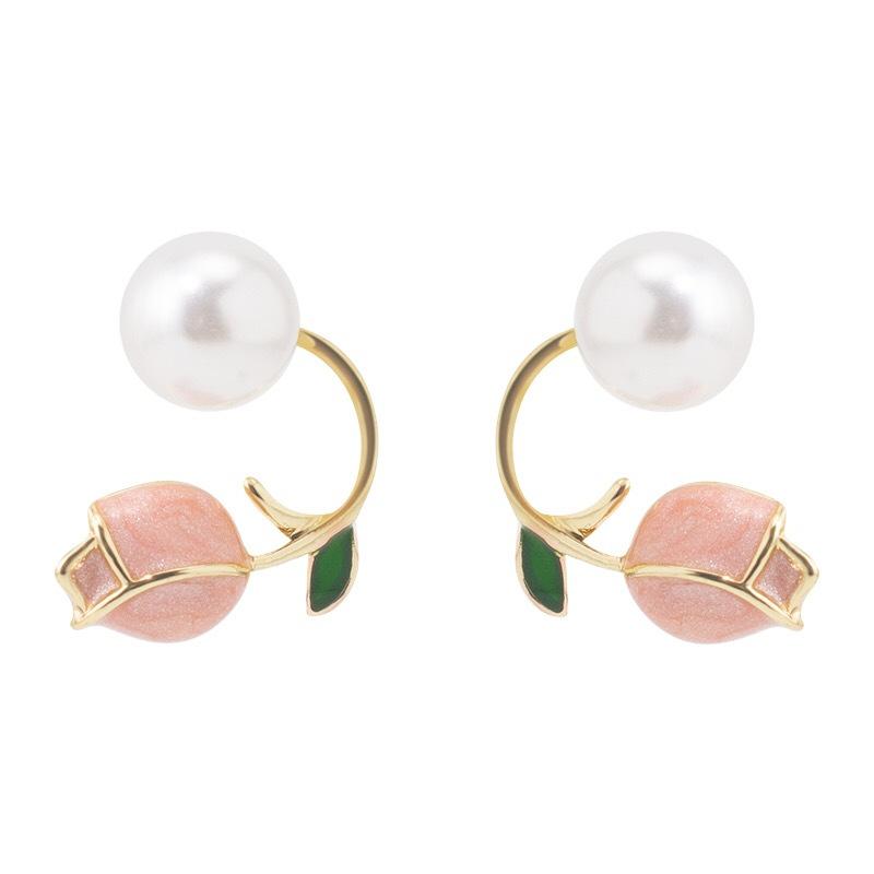 Французские светло-розовые серьги-гвоздики с цветком тюльпана для женщин, вечерние рождественские украшения, подарок