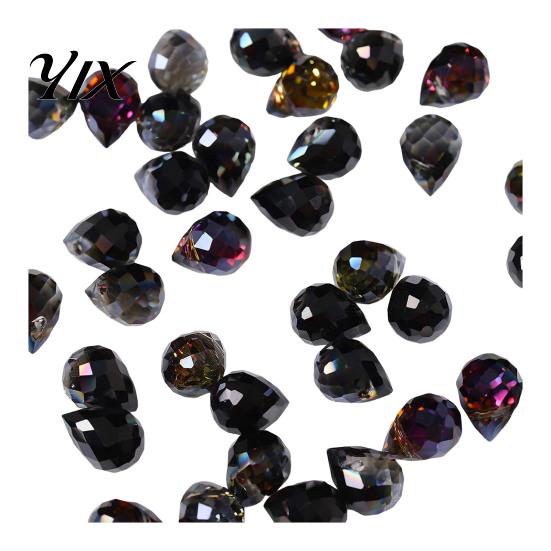 Top Drilled Pendant Beads Faceted Teardrop Glass Beads, Water Drop Loose Spacer Crystal for Jewelry Making Sun Catcher, DIY Necklace Bracelet Earring