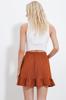 Women's Skirt New Season Fashion Brown Waist Elastic Skirt Flounce Skirt