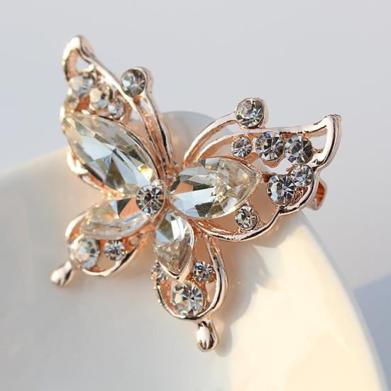 Женская брошь в форме бабочки из нержавеющей стали со стразами разных цветов для выпускного вечера