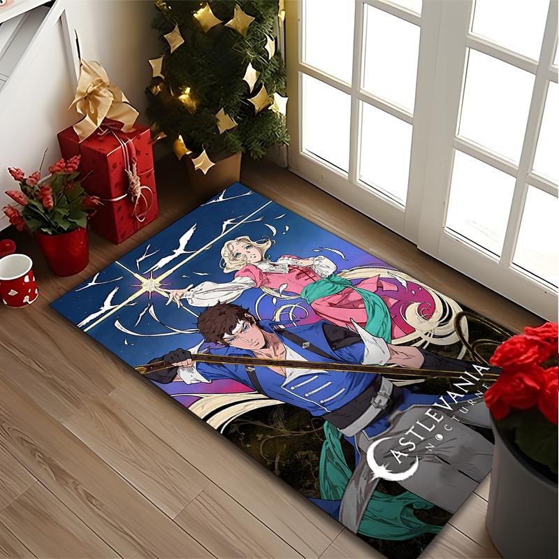 [Blue Anime Fighter Printed Carpet] Durable Home and Office Area Rug, Kitchen Farmhouse Decorative Floor Mat