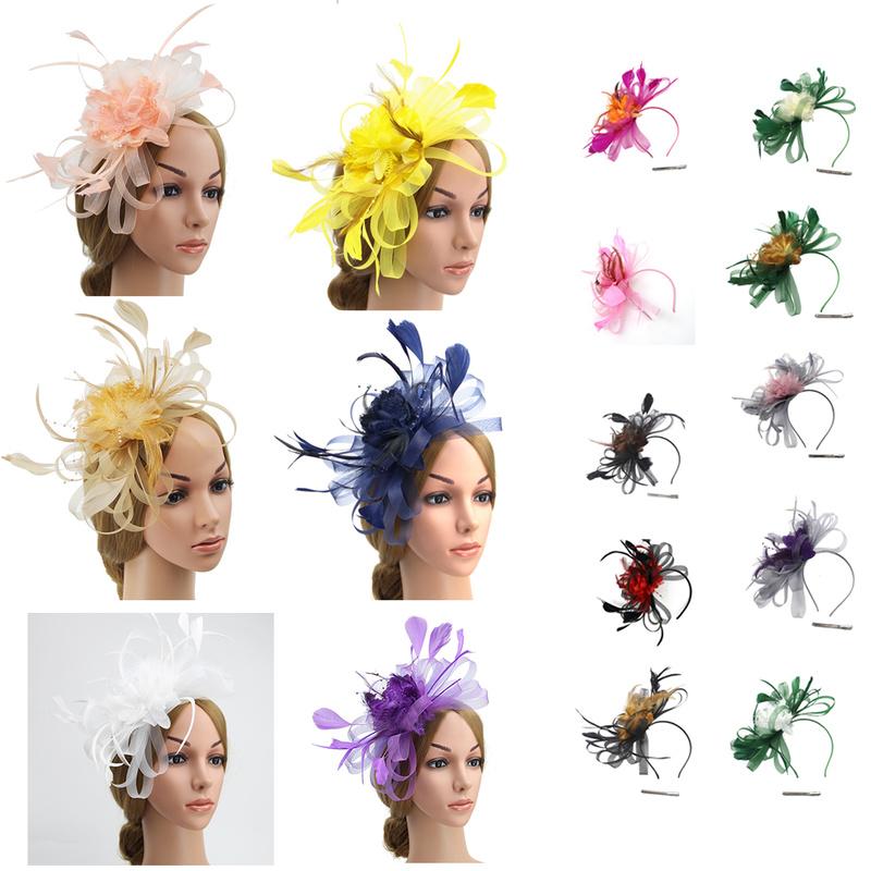 Large Wedding Feather Hair Fascinator On Headband Ladies Day Royal Ascot Races Aliceband Net