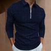 Осенний топ, мужские футболки с длинными рукавами и воротником с лацканами, мужская полосатая футболка-поло