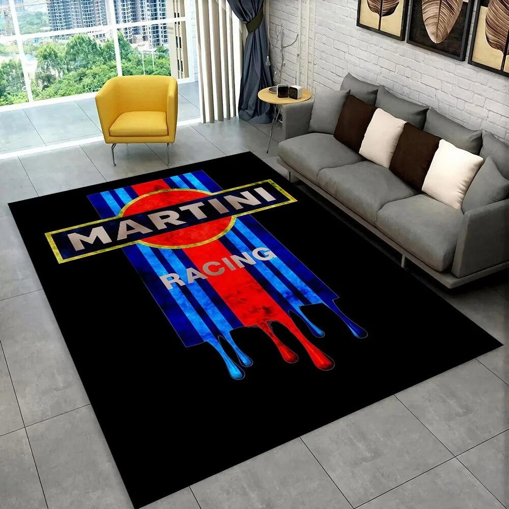 Коврик Martini Racing Сине-красная полоска Декор для дома Нескользящий Прочный Современный Коврик для пола в гостиную с логотипом