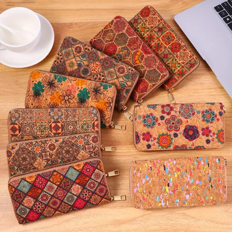 Кошелек в богемном стиле, женский кошелек, персонализированный художественный ретро-кошелек, кошелек с текстурой дерева