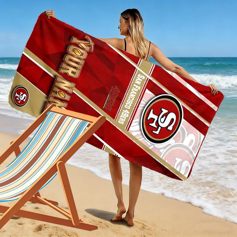 Name Custom SF 49ers Print Beach Towel, Large Soft Quick Dry Towel for Beach Camping Swimming