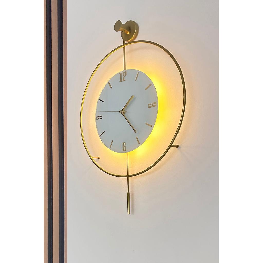 Светодиодное хрустальное стекло Tiktok 40 см, золото, современные декоративные металлические настенные часы с маятником