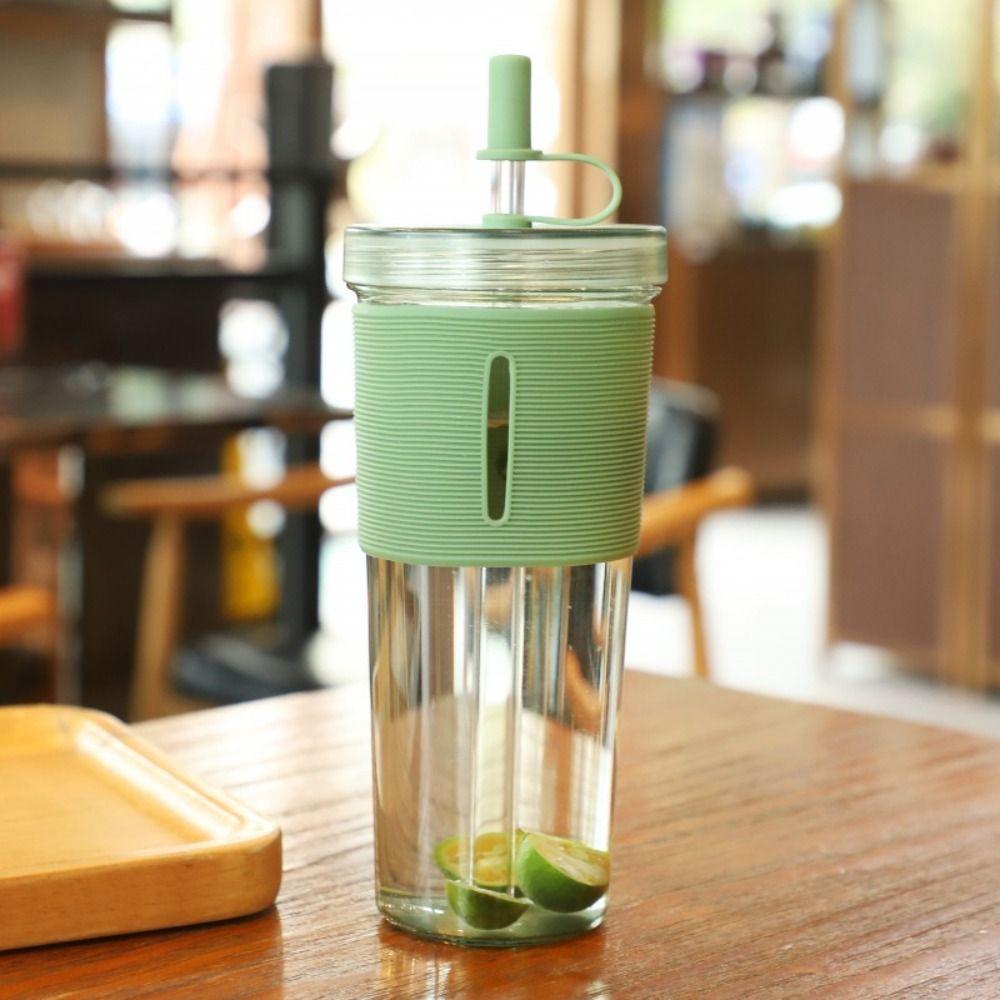 Clear Drink Bottle with Straw Outdoor Kettle Reusable Plastic Water Bottle Gift