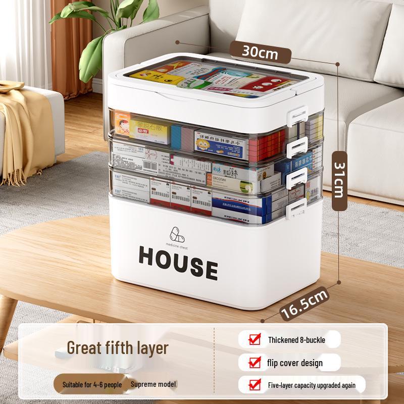 Large Multi-Layer Medicine Storage Box - Portable Family First Aid Kit