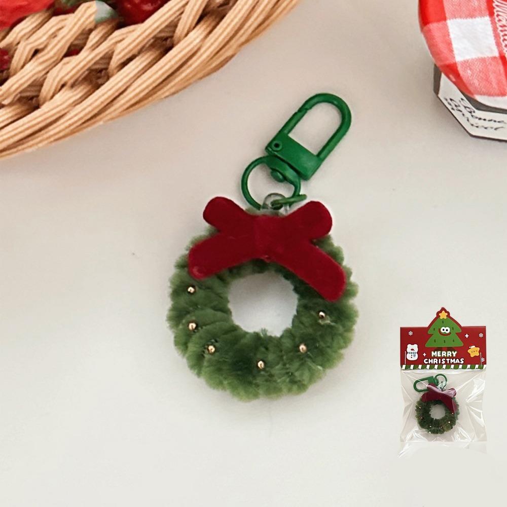Красный Рождественский Подвесной Кулон Мультяшная Рождественская Брошь Милый Мини Венок Брелок Подвесной Аксессуар