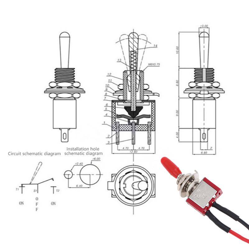 2/5Pcs Mini 2 Pin Led Lights For Car Accessories Switch On/Off Spst 3A 250V 6A 125V With Pre-Soldered Toggle Truck Wires Off