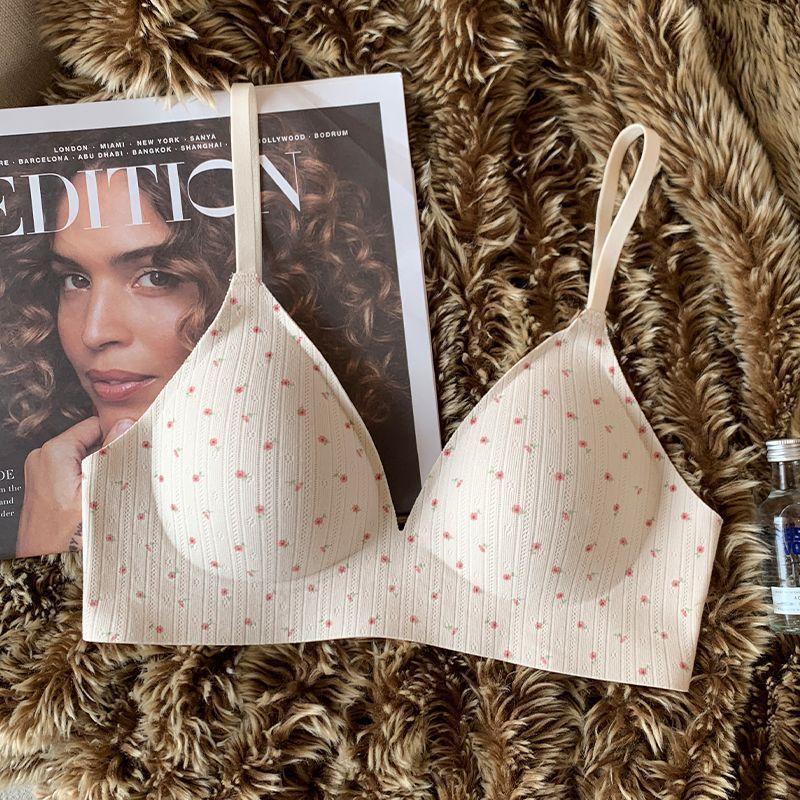 Женский летний милый цветочный бесшовный бюстгальтер пуш-ап с эффектом «обнаженной кожи», мягкая поддержка, защита от провисания, контроль боковых косточек, нижнее белье