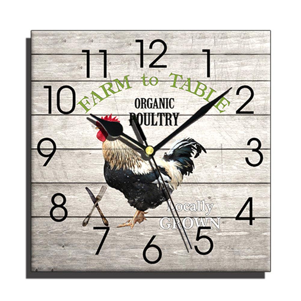Деревянные квадратные настенные часы, бесшумные, без тиканья, на батарейках, для дома, кухни, гостиной, офиса, декор