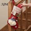 Festive Holiday Gift Holders 18 Inch Large Christmas Stockings, 3D Santa/Snowman/Reindeer Xmas Hanging Socks, Non-woven Decorative Stocking