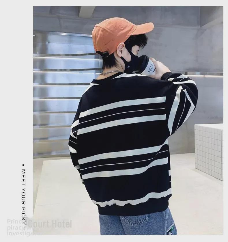 Футболка для мальчиков 2023 года, свободная, с круглым вырезом и длинными рукавами - классный корейский стиль