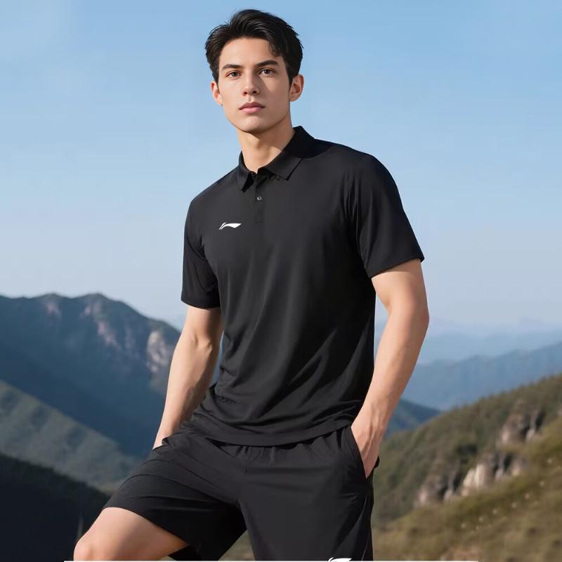 Li Ning Удобный Простой Короткий Рукав Быстросохнущий Модные Шорты Повседневный Спортивный Костюм Костюм Унисекс AWBV129-1