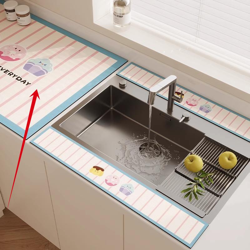 3 шт. Кухонный смеситель Диатомовая земля Пробка для воды Коврик для слива Впитывающий коврик для столешницы в ванной Длинная узкая подставка-костер