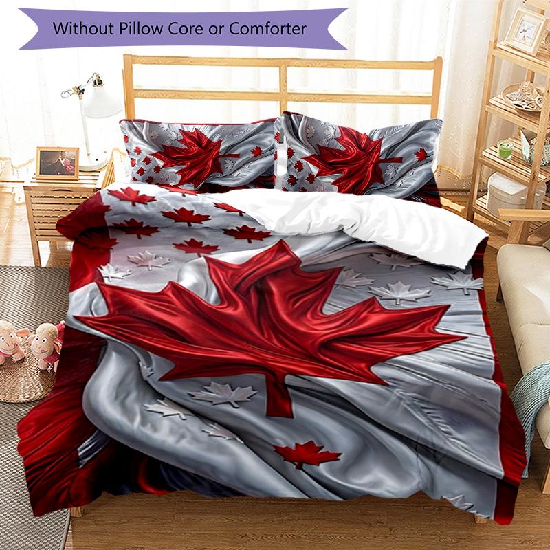 Canada 3pcs Bedding Set Duvet Cover Closure Includes 1 Duvet Cover & 2 Pillowcases for All Seasons Bedroom Home Dorm Decor