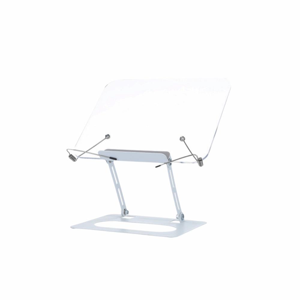 Adjustable Height Acrylic Book Stand 360° Rotating Base Elastic Page Clips Desktop Book Holder Hands Free Foldable