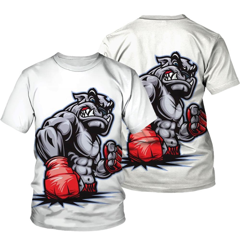 3D Print T Shirts Men Women Fashion Streetwear O-Neck Short Sleeve T Shirt Harajuku Men's Tees Tops Animal Boxing Dogs