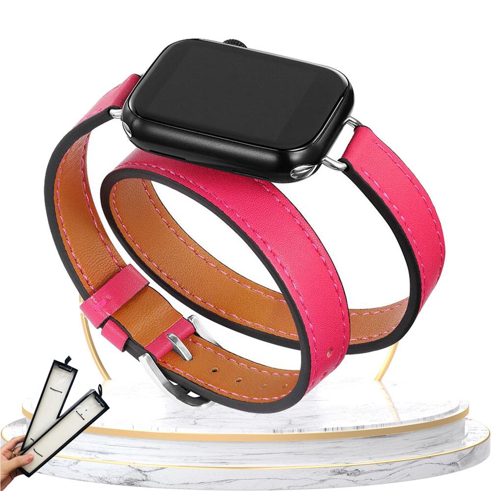Кожаный ремешок Double Tour для Apple Watch ultra band 49мм 45мм 42мм 44мм Серия 8 7 6 Se 5 4 3 2 Iwatch 6 38мм 40мм Correa 41мм