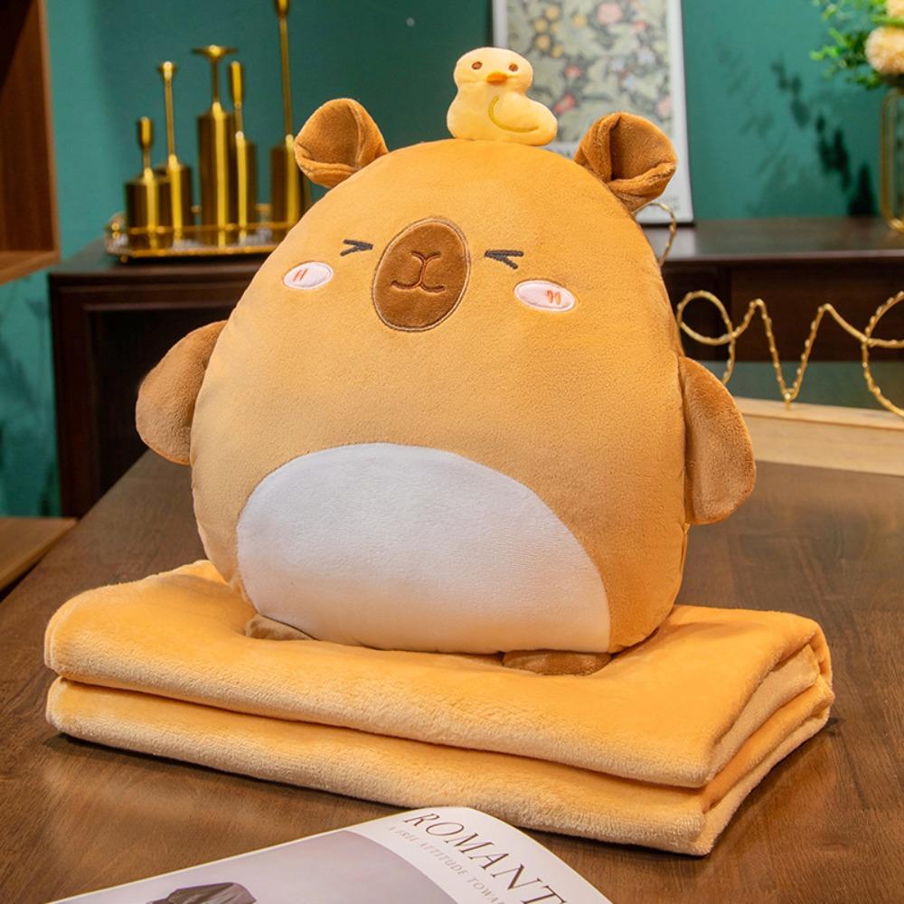 Air Conditioning Blanket Plush Pillow Blanket 3-in-1 Warm Blanket Cartoon Hand Warmer  Travel