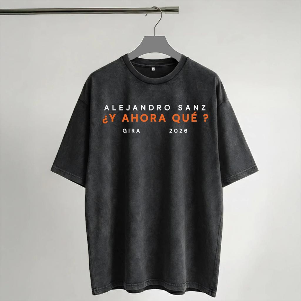 Alejandro Sanz 2026 Concert Washed T Shirt Streetwear Hip Hop Casual T-Shirts Tee Shirt Men Women Short Sleeve Harajuku