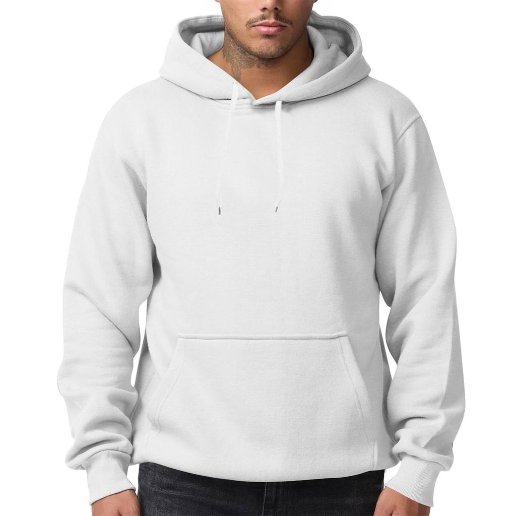 Men's Solid Color Fleece Hoodie Long Sleeve Pocket Loose Hoodie Top