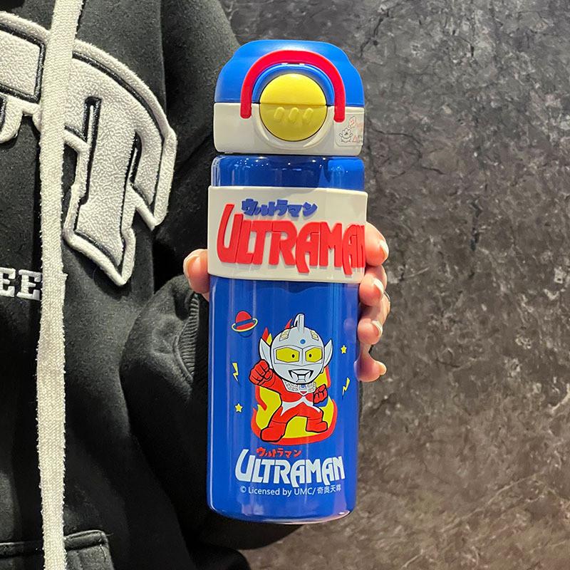 Ultraman Kids Insulated Water Bottle With Straws For School And Travel