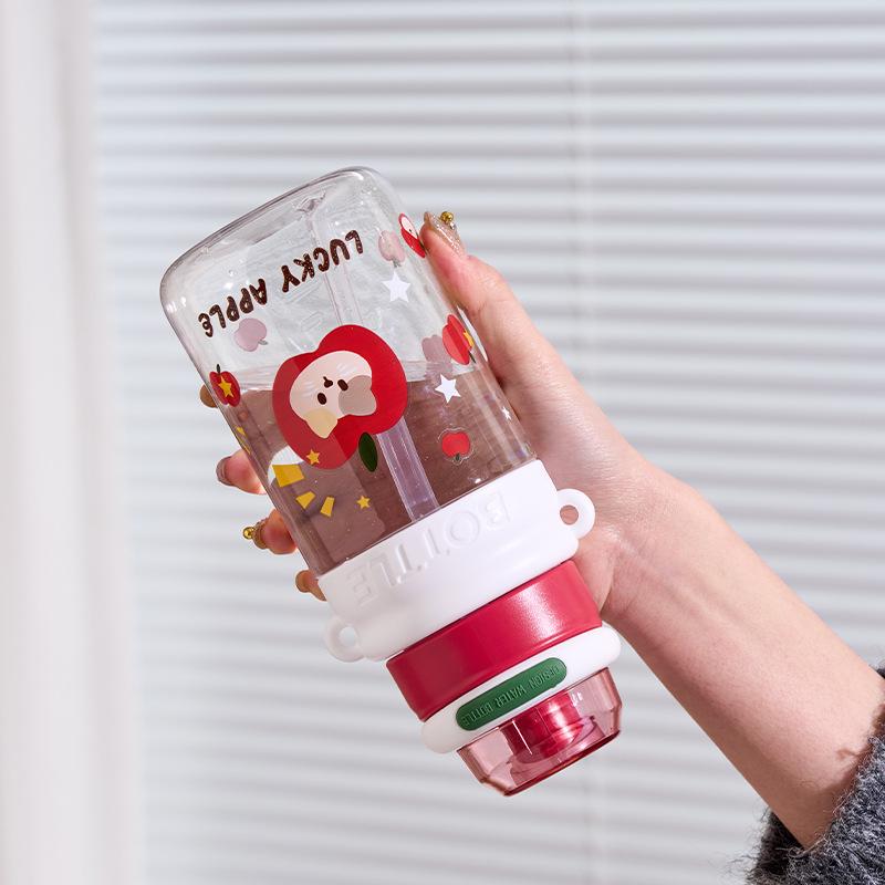 Water bottle summer strap anti-drop portable plastic cup high value cute children's straw cup student school special water cup