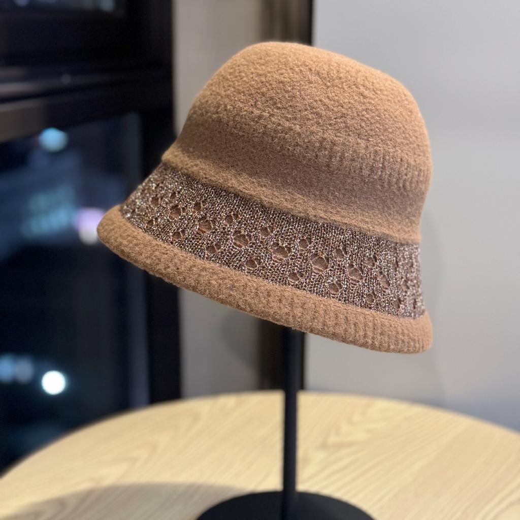 Korean-style versatile knitted bucket hat for women, new foldable outdoor breathable small-face fisherman hat for autumn and winter