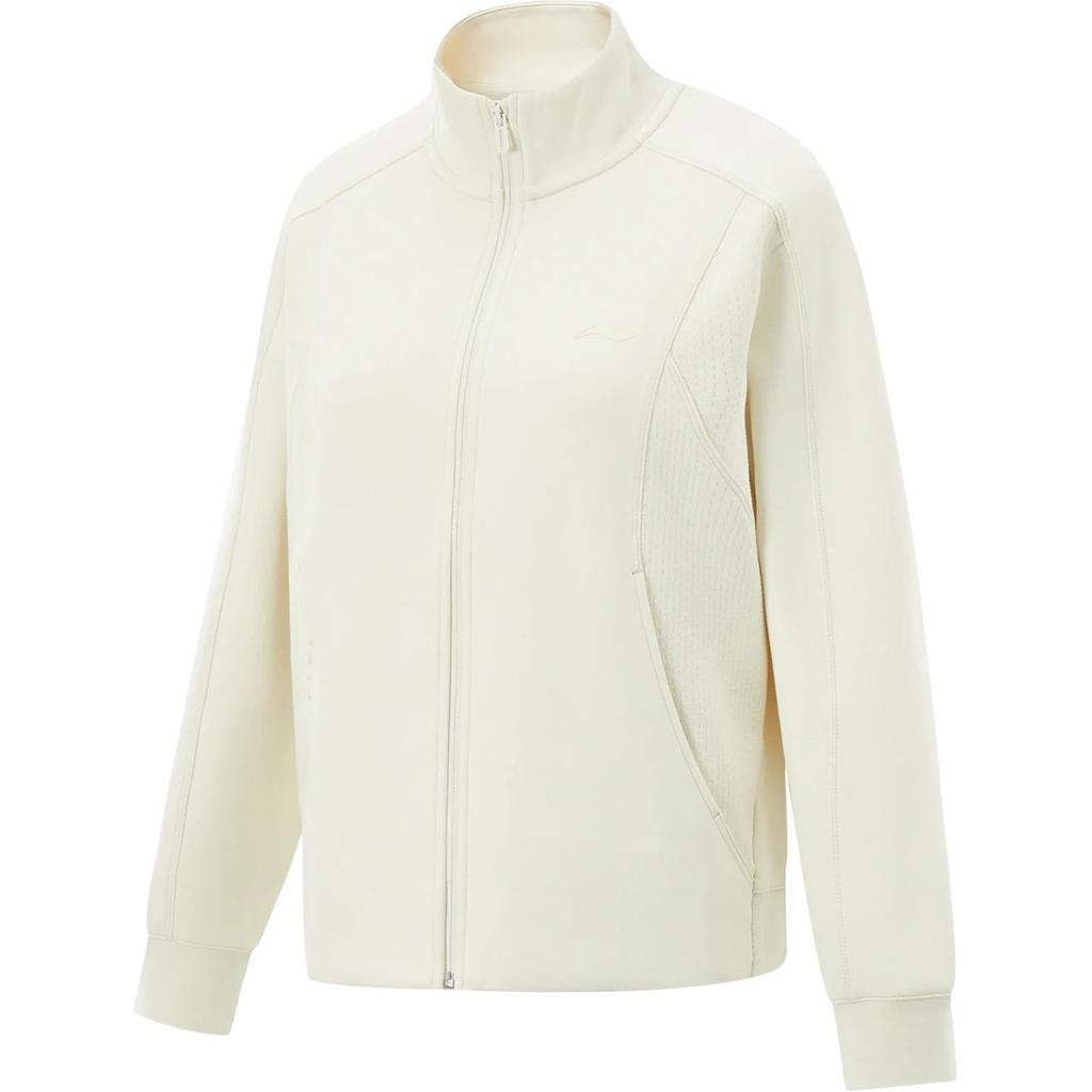 Li Ning Comfortable Casual Stand Collar Cardigan Simple Sweatshirt Women Tops Fat-Yellow AWDU156-6