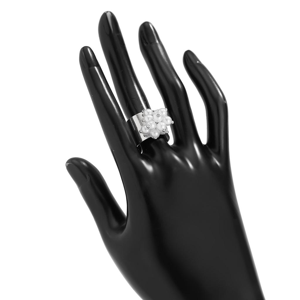 Imitation Pearl Flower Cuff Bangle Gold Silver Color Temperament Metal Wide Vintage Punk Simple Bracelets for Women Irregular Accessories Party Gift