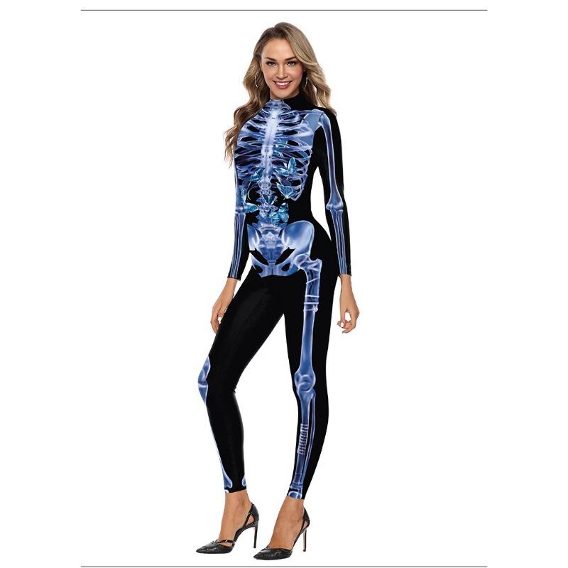 Purim Skull Frame Digital Printing Carnival Parade Party Gala Male Female Adult Jumpsuit