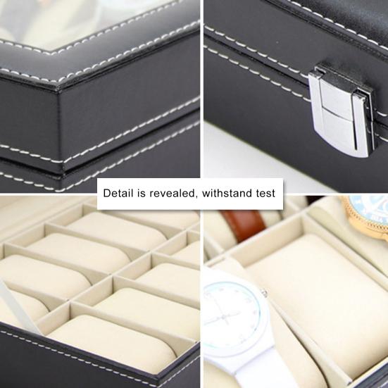 Коробка для часов со стеклянной крышкой Просторная внутренняя мягкая подкладка Водонепроницаемый компактный размер Портативная коробка для часов Органайзер Чехол для хранения ювелирных изделий