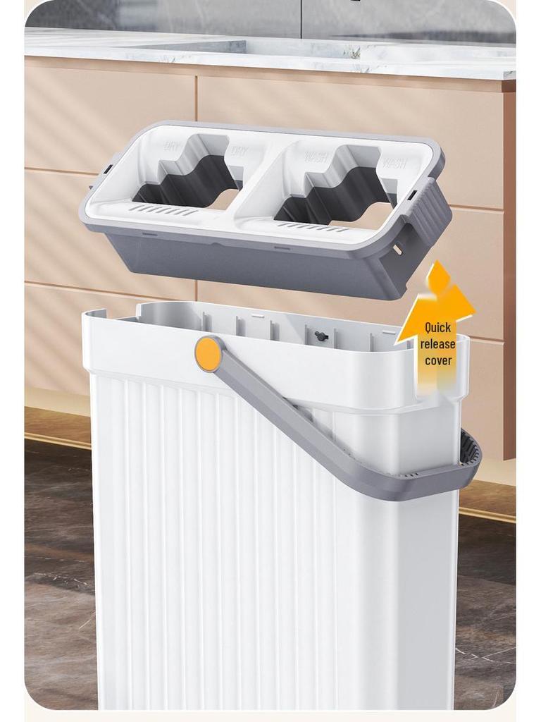 Компактный набор швабры и ведра: Швабра с плоской насадкой для мытья и сушки без рук со скребком для узких щелей