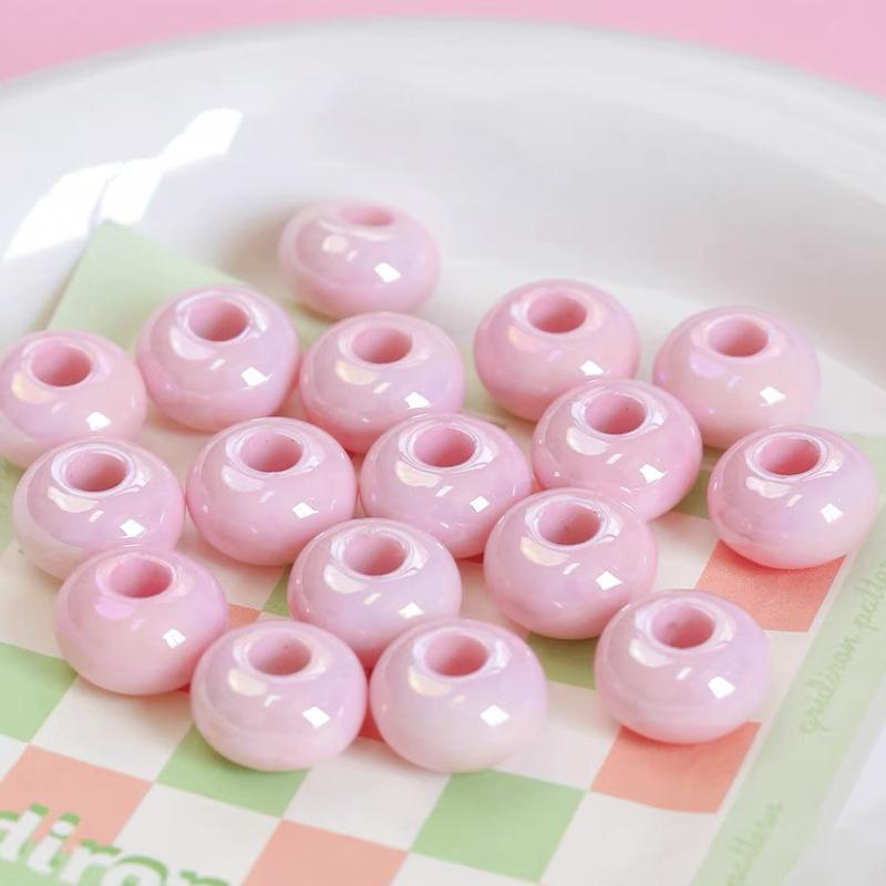 10 шт. 14 мм акриловые цветные счеты с большим отверстием, отдельные бусины, сделай сам, ручная работа, цепочка для мобильного телефона, аксессуары для волос, ожерелье, материал из бисера