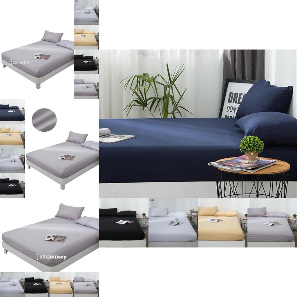 Комплект глубокой простыни на резинке 15/25 см и наволочки с очаровательным однотонным дизайном