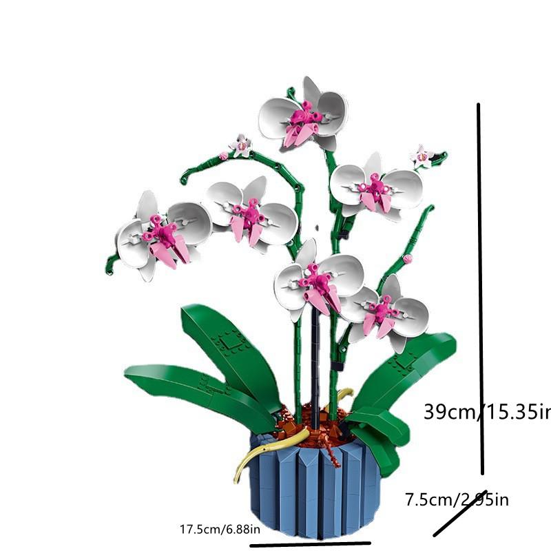 Строительные блоки с бабочками и орхидеями, цветочные суккуленты, строительные блоки в горшках, подходят для 10311, романтический комплект, сборка, строительная игрушка, подарок для девочки