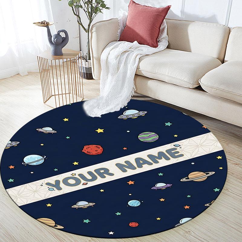 Custom Name,Cartoon Theme Pattern Series pattern round rug,Carpet Rug for Living Room Bedroom Playroom ,Non-slip Floor Mat,Holiday Gifts and Birthday