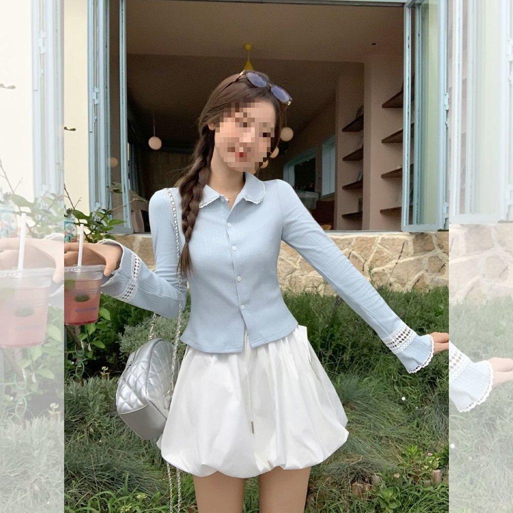 T Shirt Women Oversize Blue Neck Pure Cotton Casual For Spring