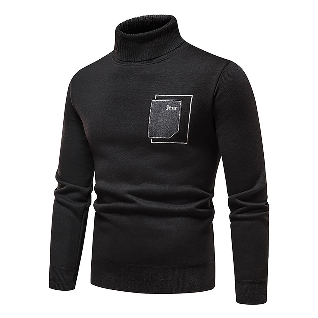 Men's Sweater High Neck Sweater Solid Color Slim Bottoming Sweater