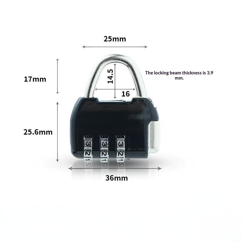 Mini 3 Digit Combination Padlock Rustproof Anti-Theft Portable Lock for Luggage Backpack Travel Outdoor Sports Use